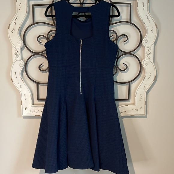 JULIA JORDAN TEXTURED OPEN BACK FIT & FLARE MIDI DRESS NAVY BLUE SIZE 12 - Picture 7 of 11